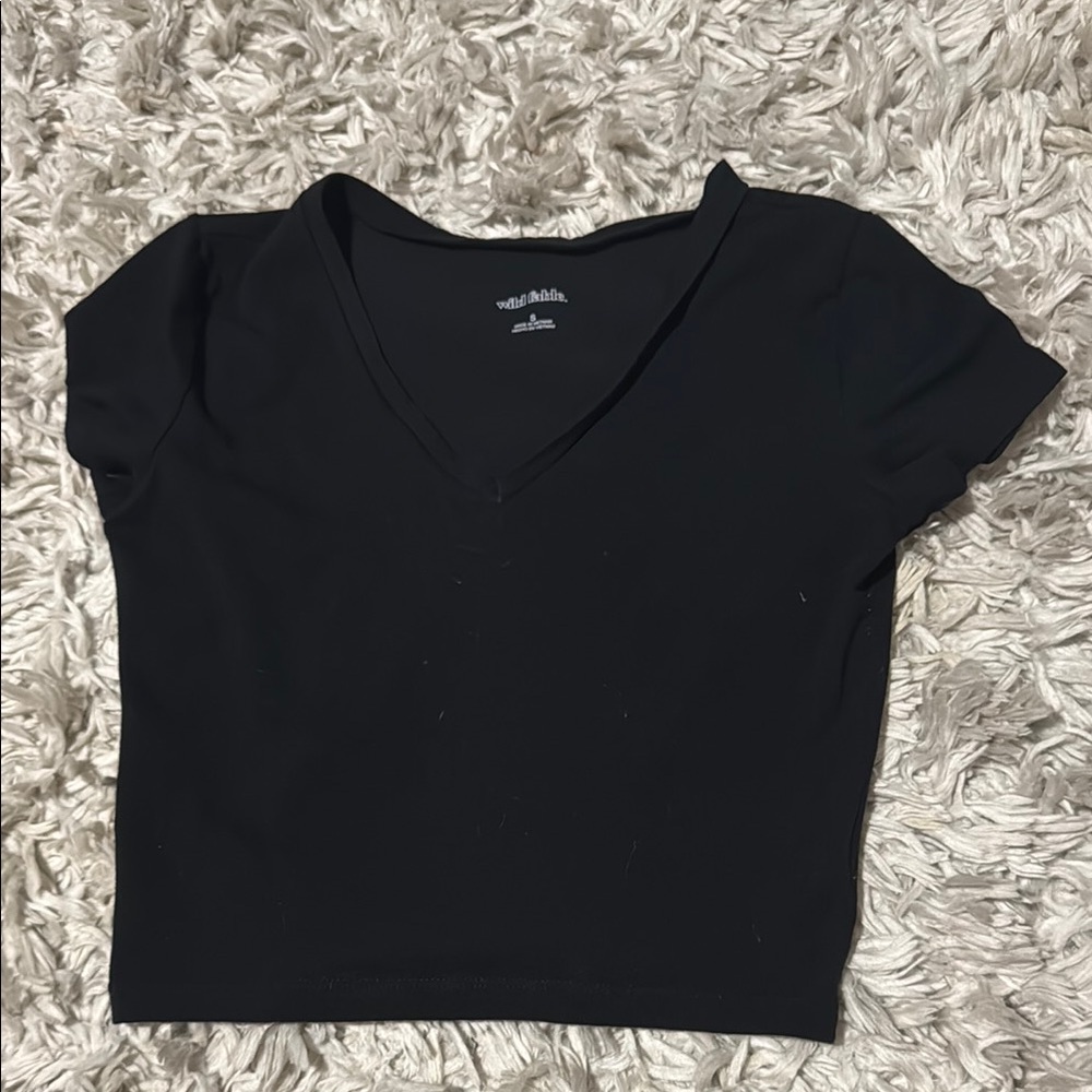 Wild Fable Black V-Neck Crop Top